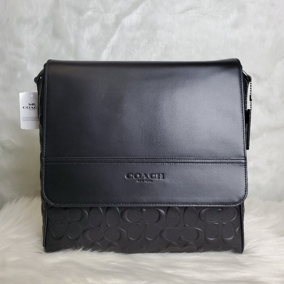 Coach | Bags | Coach Black Houston Map Bag In Signature Leather | Poshmark